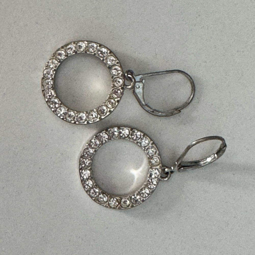 Vintage Crystal Hoop Earrings & Rhinestone Ring Set (2 Rings) - Picture 4 of 5